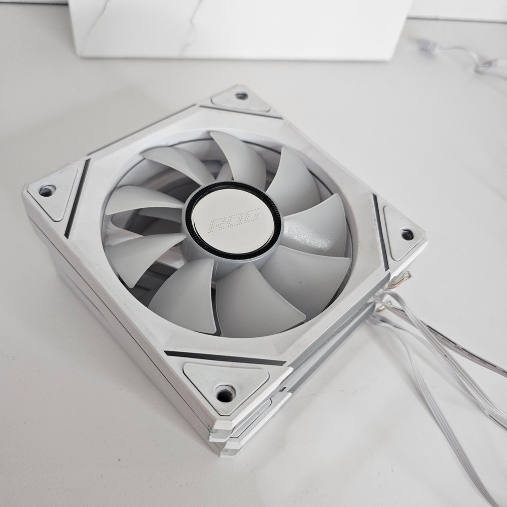 White 120mm ARGB Case Fans Pair 2-Pack GENERIC with ROG stickers‎